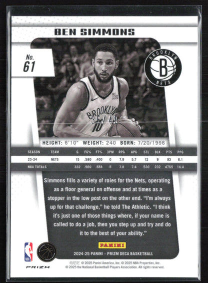 Ben Simmons Orange /49 Prizm