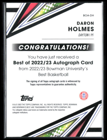 Daron Holmes Auto 2022-23 Bowman U