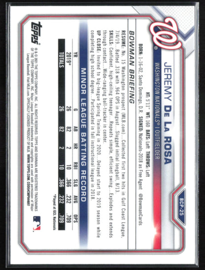 Jeremy De La Rosa 1st Bowman Mojo