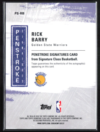 Rick Barry Auto Penstroke 2026 Topps Signature Classen