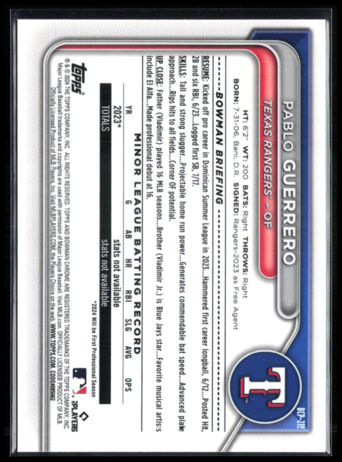 Pablo Guerrero 1st Bowman Chrome
