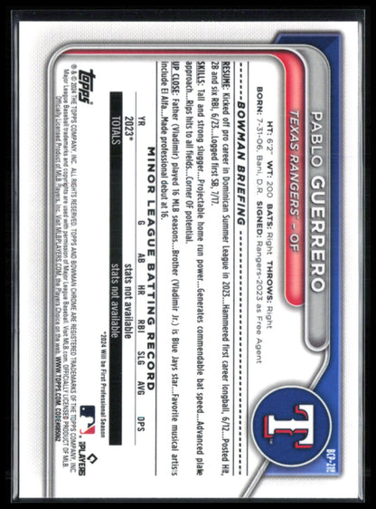 Pablo Guerrero 1st Bowman Chrome