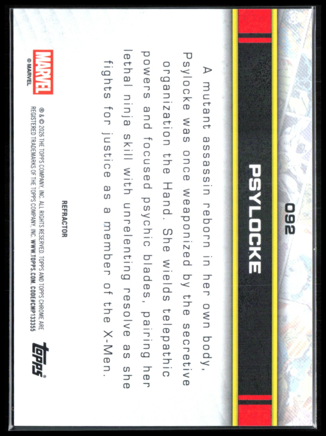 Psylocke Refractor 2026 Marvel Topps Chrome