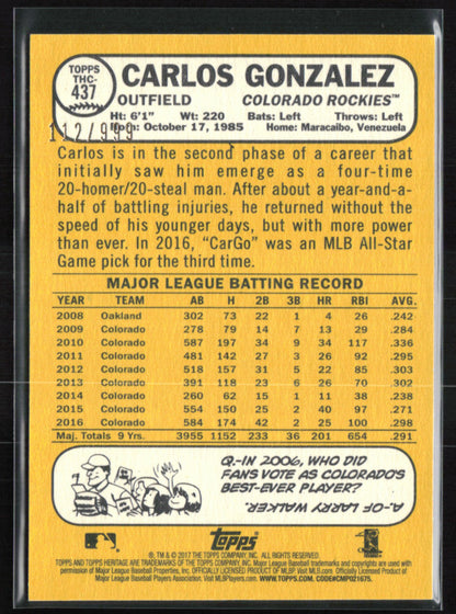 Carlos Gonzalez /999 Redux