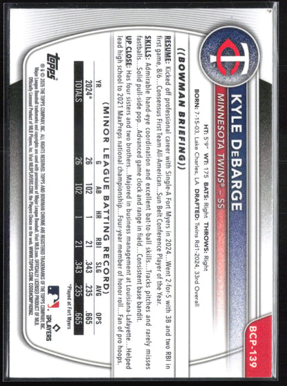 Kyle DeBarge 1st Bowman Mojo