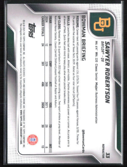 Sawyer Robertson 1st Bowman Refractor
