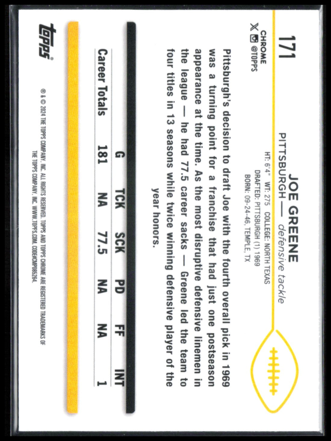 Joe Greene Purple Mini Diamond /250