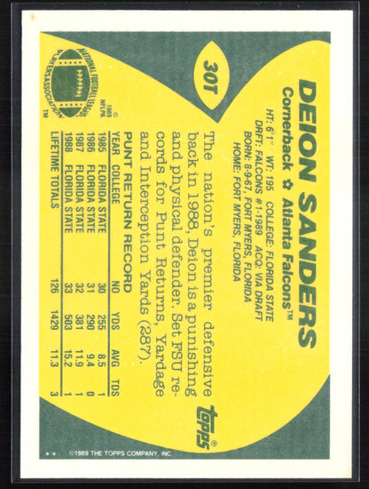 Deion Sanders 1989 Topps Traded
