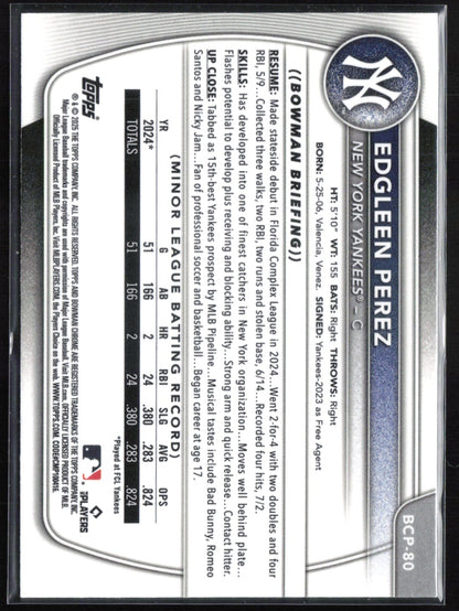 Edgleen Perez 1st Bowman Chrome