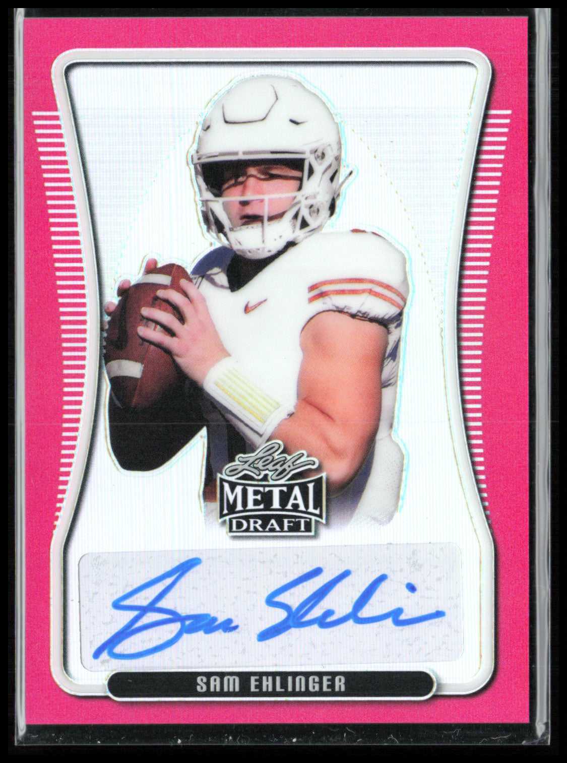 Sam Ehlinger Auto /20 Pink Leaf Metal Draft