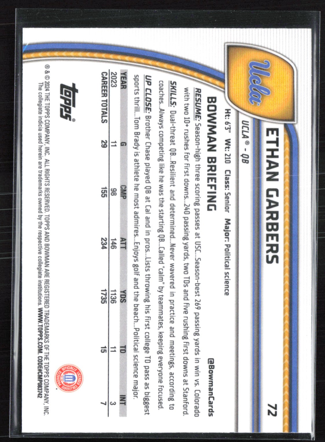 Ethan Garbers 1st Bowman Purple Shimmer