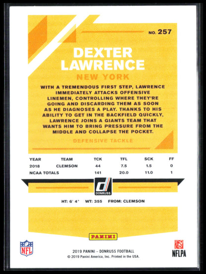 Dexter Lawrence RC 2019 Donruss