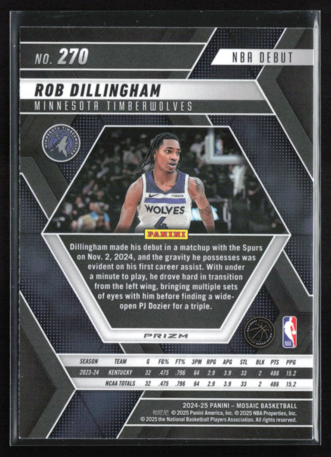 Rob Dillingham RC Mosaic Prizm