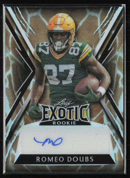 Romeo Doubs Auto /3 2023 Leaf Exotic Rookie Giraffe