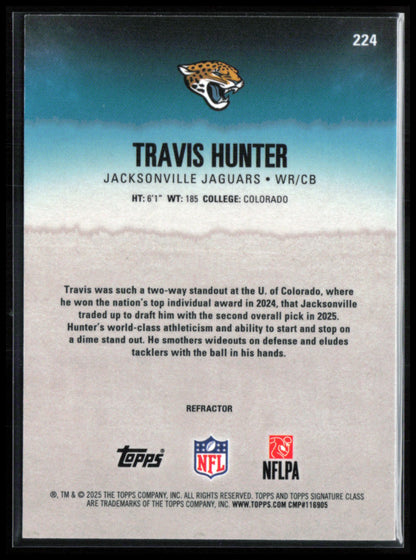 Travis Hunter RC Refractor 2025 Topps Signature Class