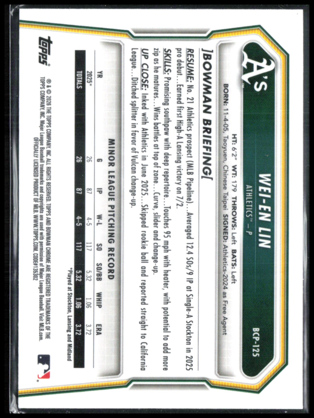 Wei-En Lin 1st Bowman Chrome
