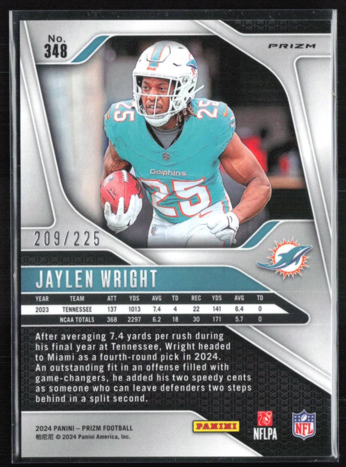 2024 Panini Prizm Purple Ice 348 Jaylen Wright RC Purple Ice /225