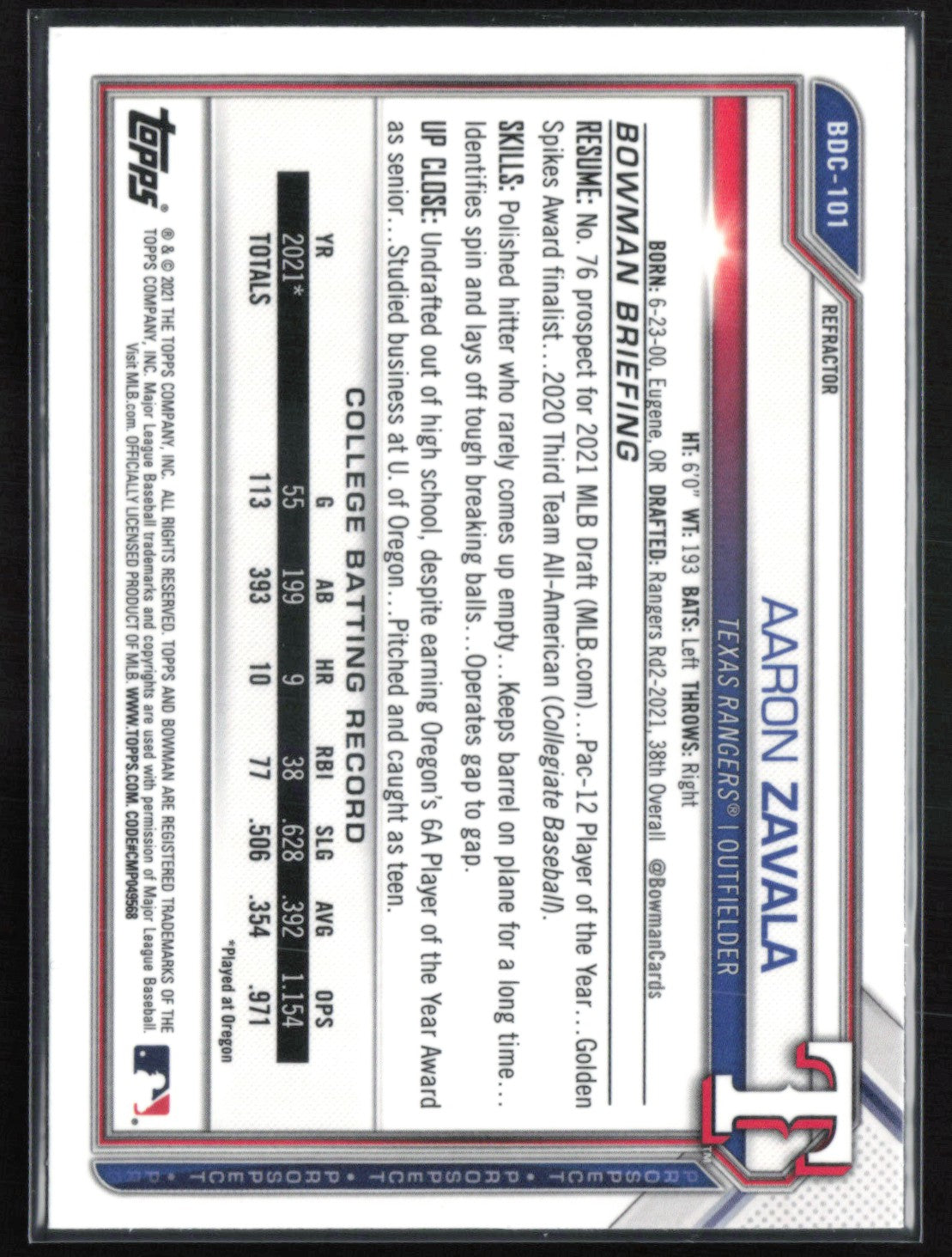 Aaron Zavala 1st Bowman Refractor