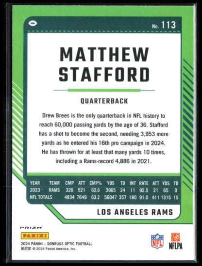 Matthew Stafford Red White Stripe 2024 Optic