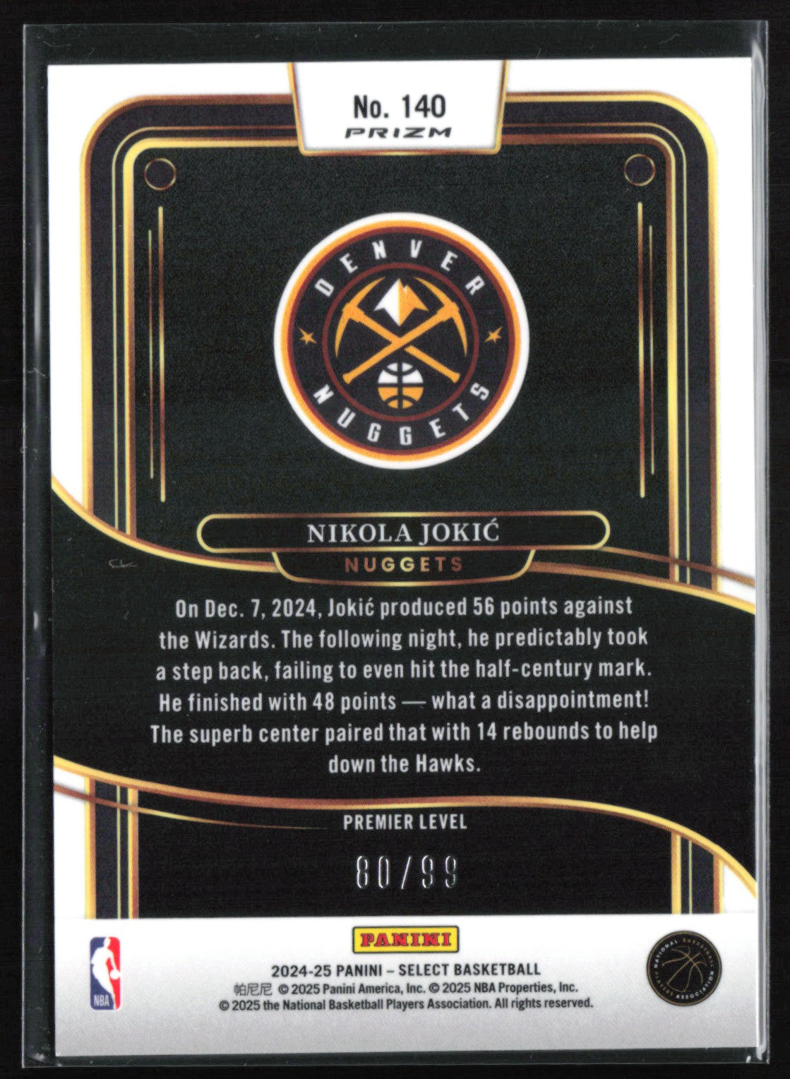 Nikola Jokic White Wave /99 Premier Level
