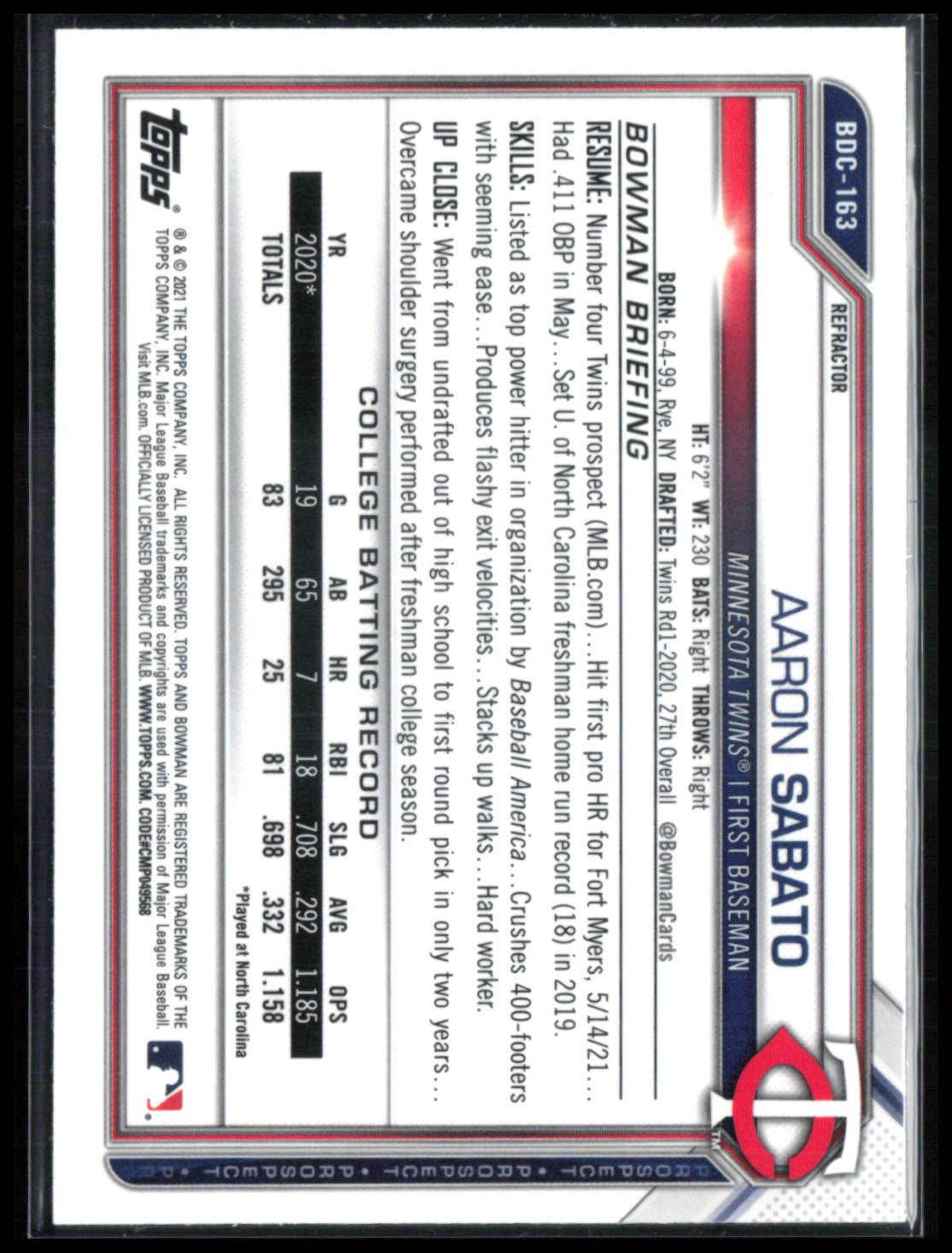 Aaron Sabato Prospect Refractor