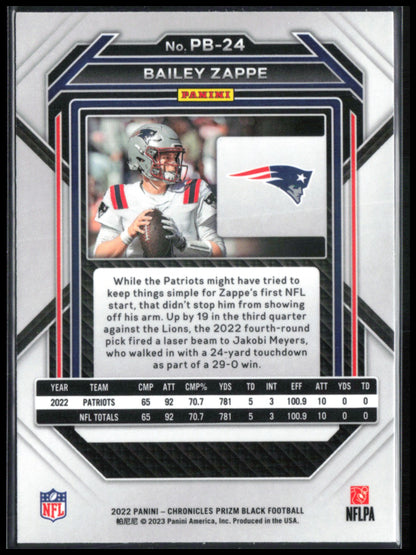 Bailey Zappe RC Prizm Black
