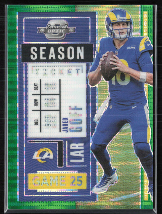 Jared Goff Green Pulsar /27 Season Ticket 2020 Contenders Optic