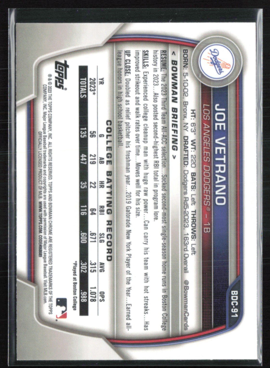 Joe Vetrano 1st Bowman