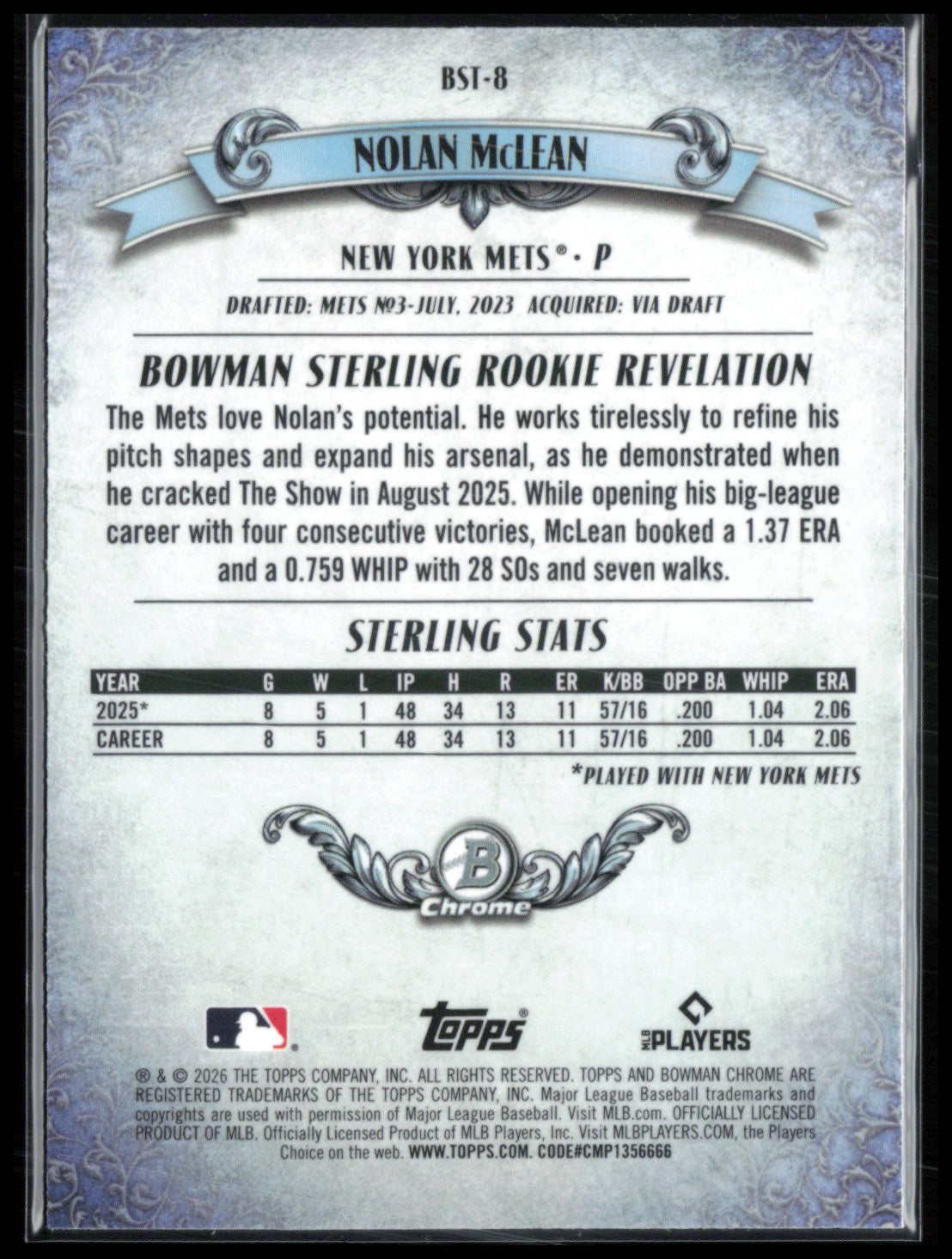 Nolan McLean RC Mojo Bowman Sterling
