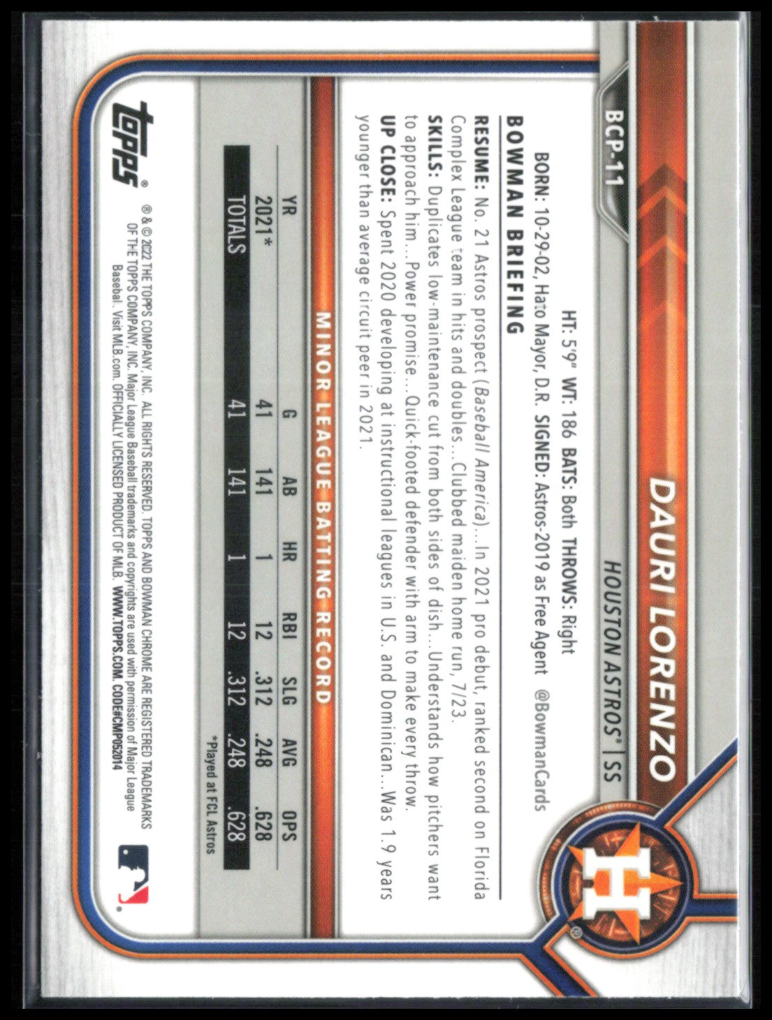 Dauri Lorenzo 1st Bowman Mojo