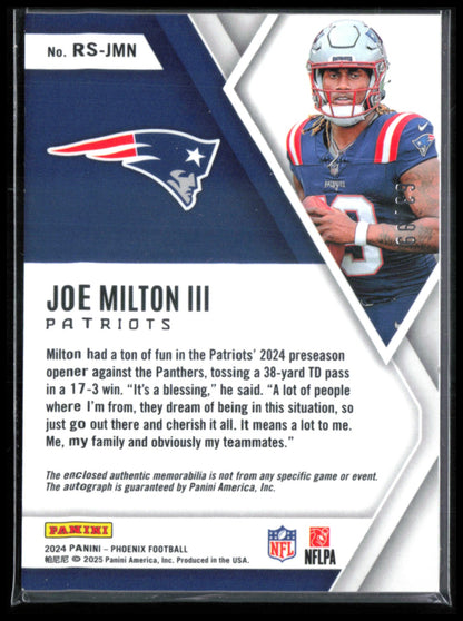 Joe Milton III RC Jumbo Mem Rookie Silhouettes