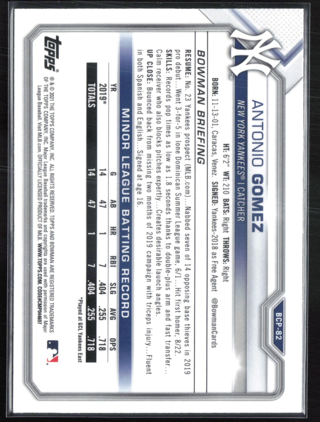 Antonio Gomez 1st Bowman Mojo