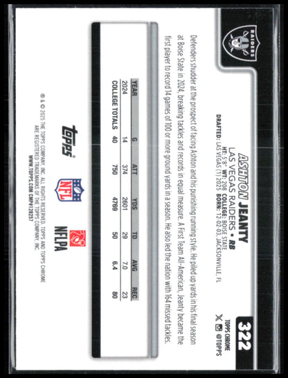 Ashton Jeanty RC 2025 Topps Chrome
