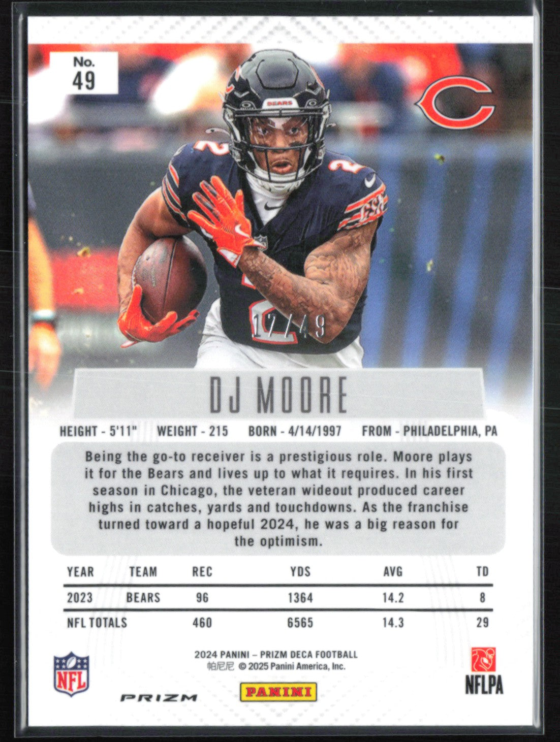 DJ Moore Orange /49 Prizm Deca