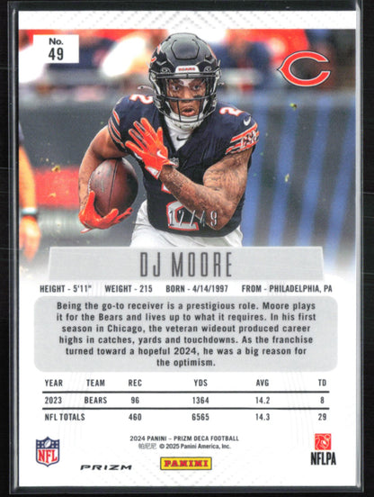 DJ Moore Orange /49 Prizm Deca