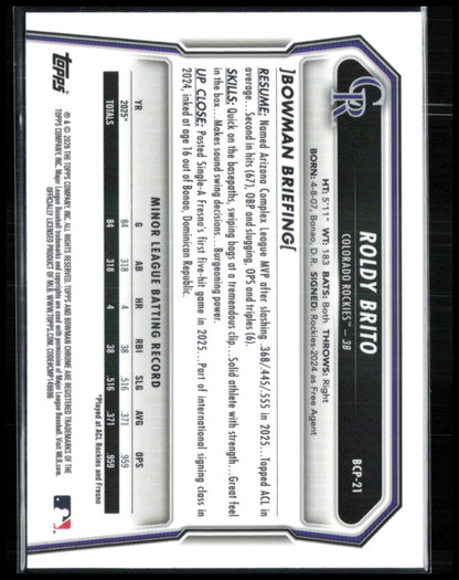 Roldy Brito 1st Bowman Mojo
