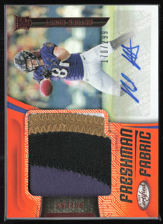 Hayden Hurst RC Jumbo Patch Auto /299 Freshman Fabric