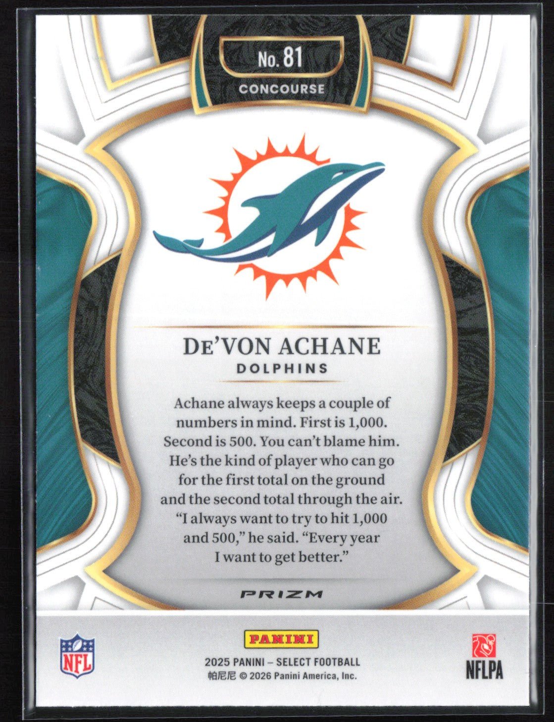 De'Von Achane Black Green Shock