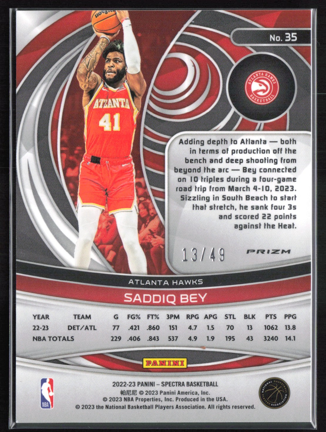Saddiq Bey /49 2022-23 Spectra