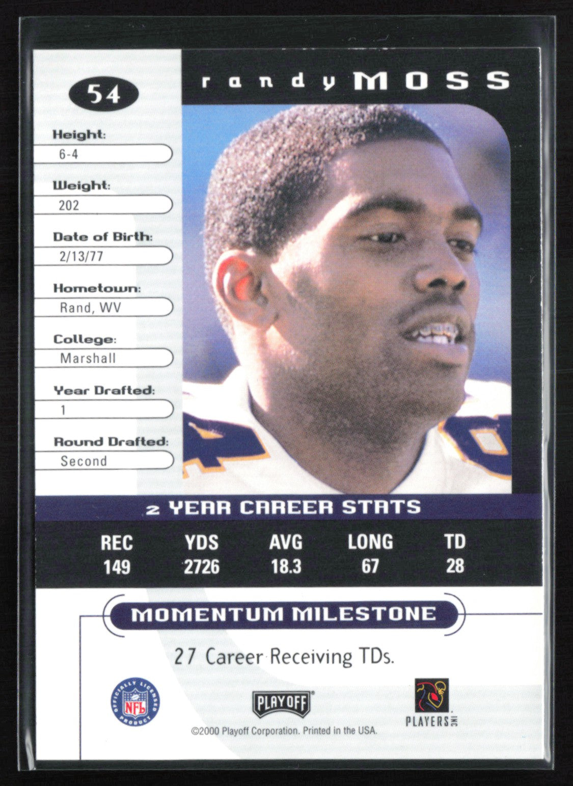 Randy Moss 2000 Playoff Momentum