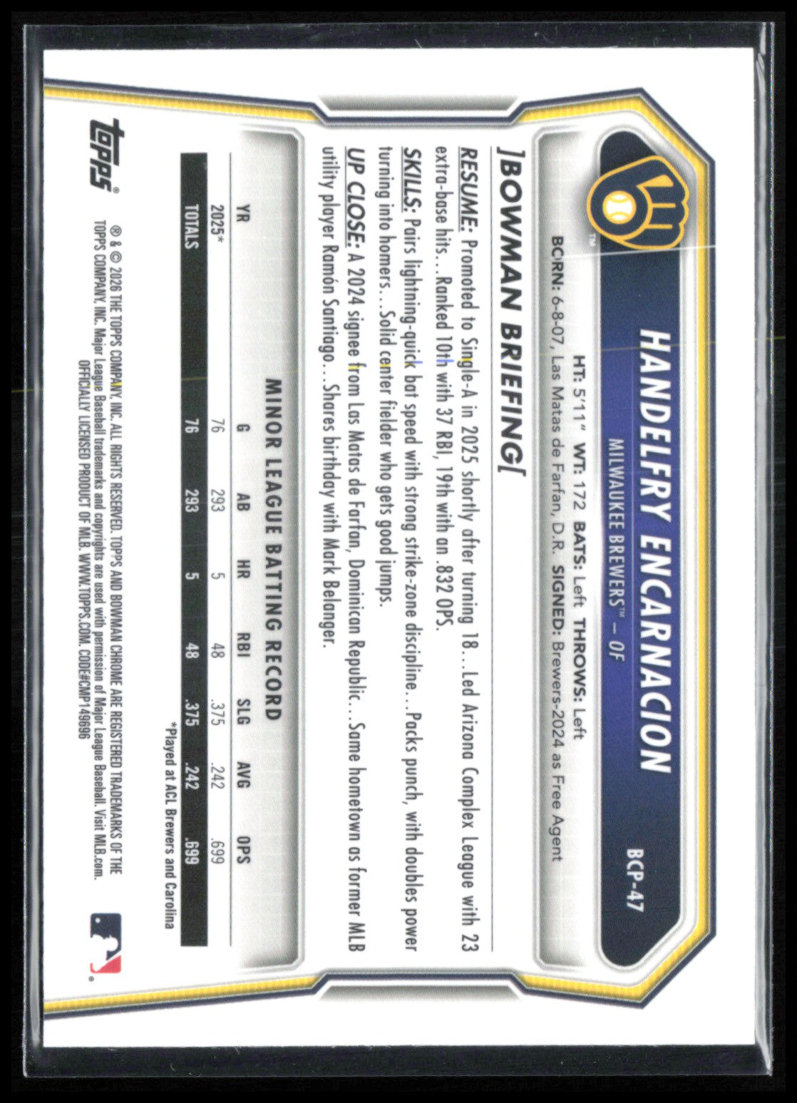 Handelfry Encarnacion 1st Bowman Mojo
