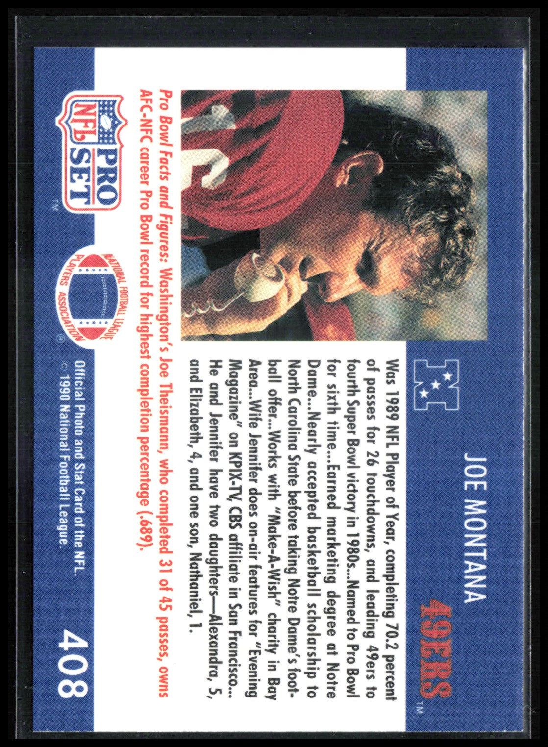 Joe Montana 1990 Pro Set