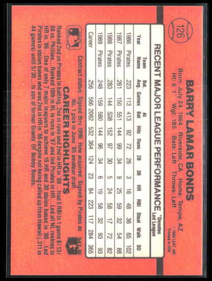 Barry Bonds 1990 Donruss