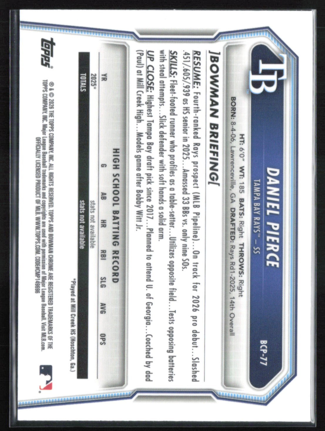 Daniel Pierce 1st Bowman Mojo
