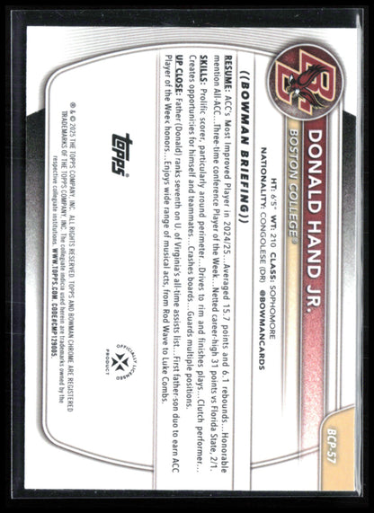 Donald Hand Jr 1st Bowman mojo