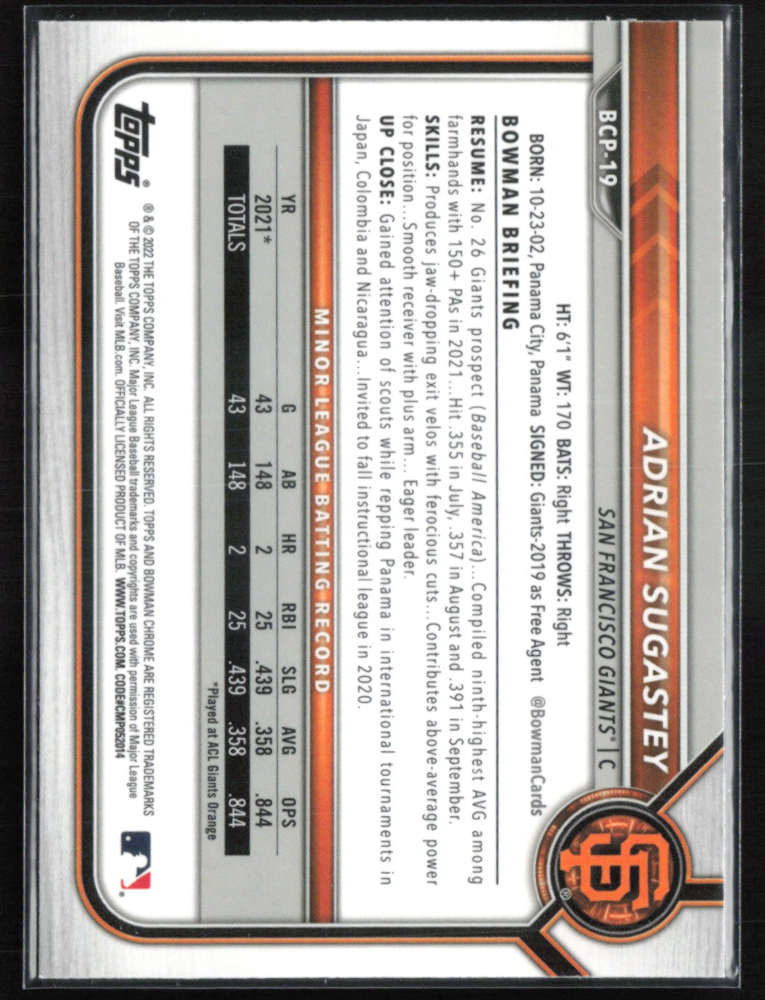 Adrian Sugastey 1st Bowman Mojo