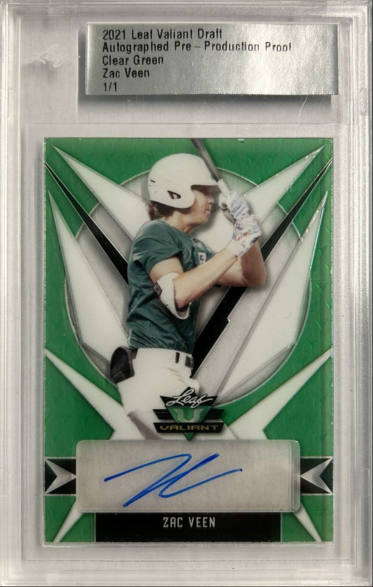 Zac Veen 1/1 Auto 2021 Leaf Valient Draft Pre-Production Proof