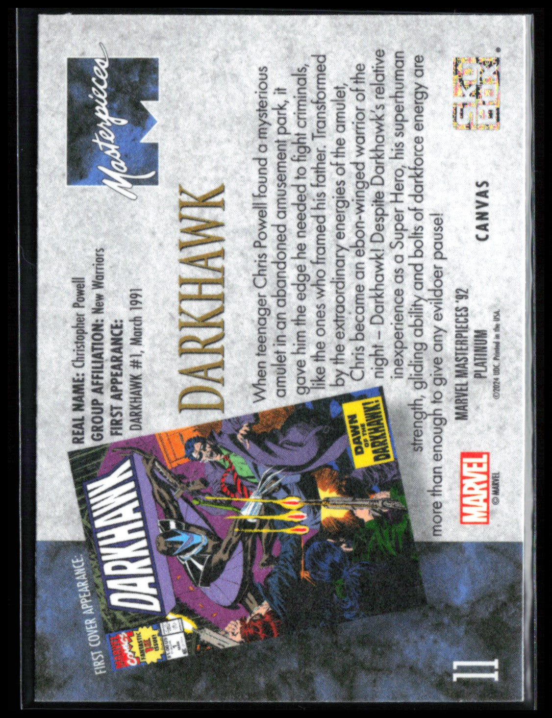 Darkhawk Canvas 1992 Marvel Masterpieces