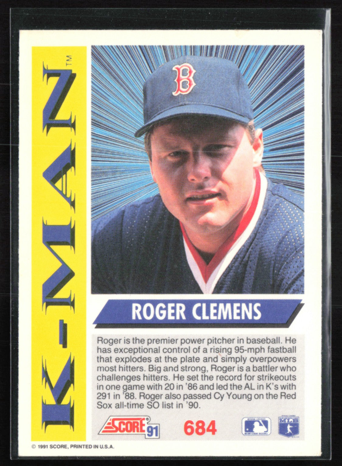 Roger Clemens K-Man 1991 Score