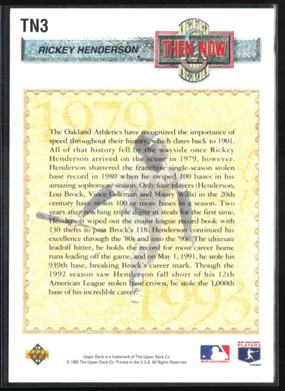 Rickey Henderson 1993 Then Now Hologram